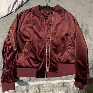 Young and Reckless Velvet Jacket maroon red